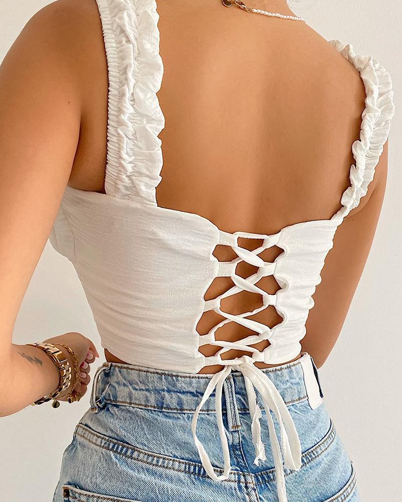 Camiseta de tirantes sin espalda con cordones fruncidos