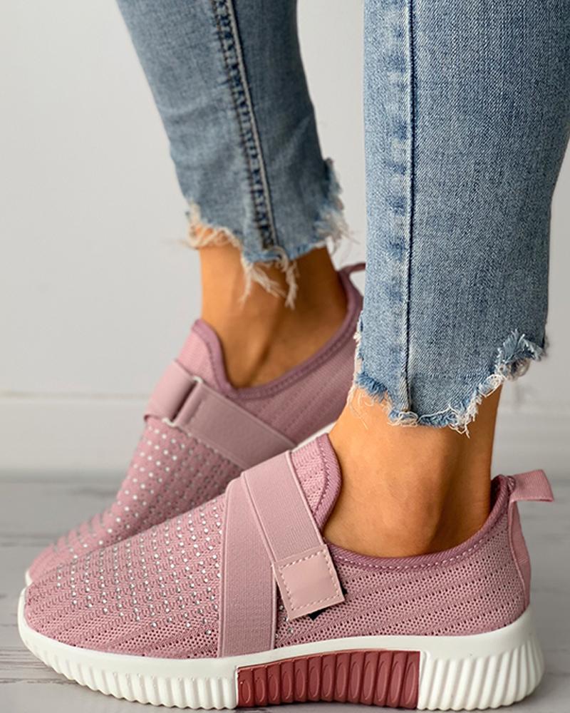 

Studded Decor Breathable Casual Sneaker, Pink