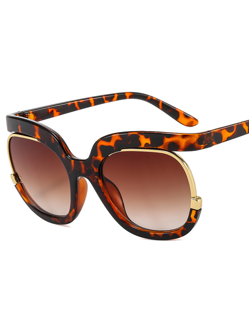 

1Pair Ombre Round Frame Vintage Sunglasses, Leopard