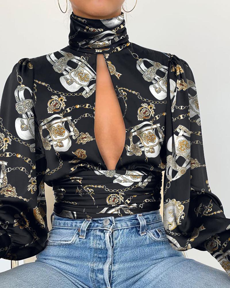 

Chain Print Open Back Top, Multicolor