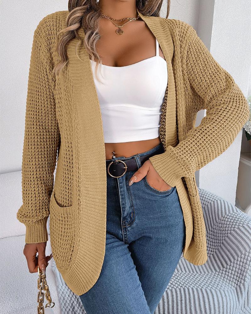 

Open Front Pocket Design Knit Cardigan, Khaki