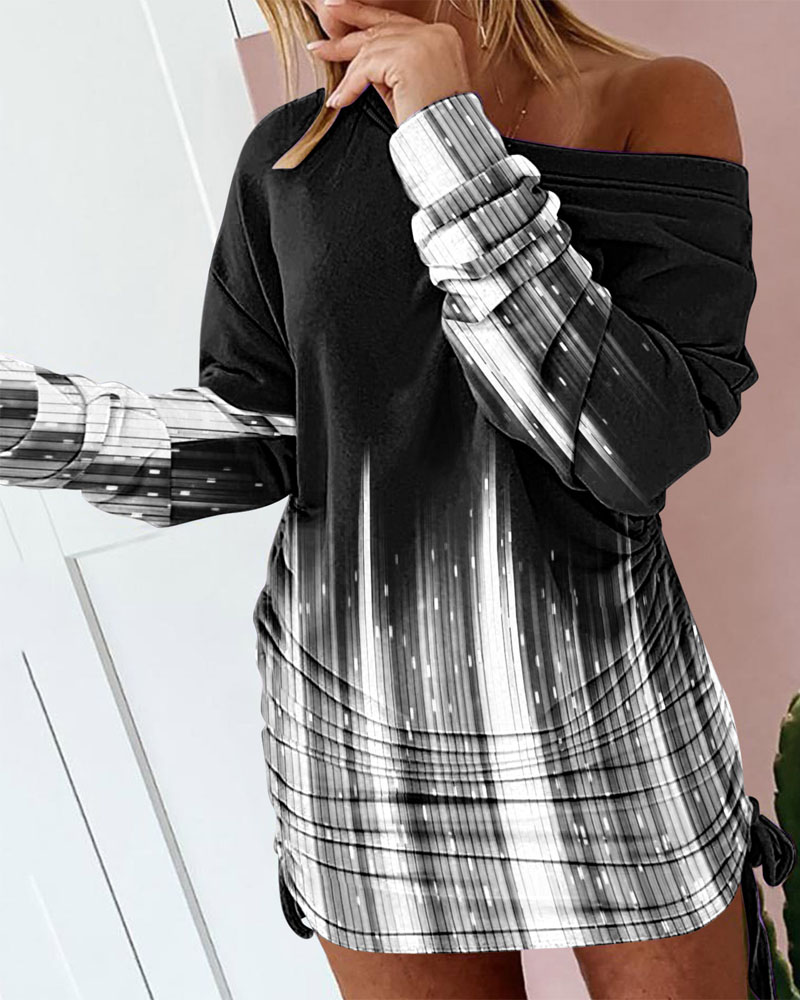 

Abstract / Fire / Floral Print Drawstring Ruched Sweatshirt Dress Casual Daily Mini Dress, Style1