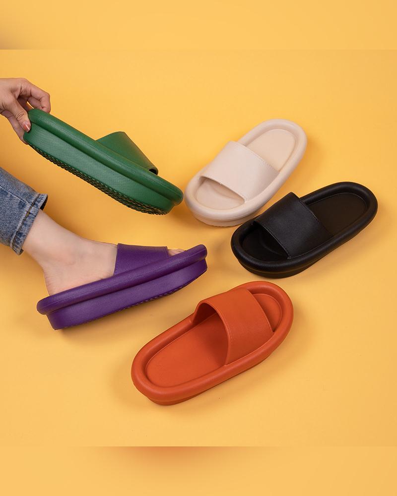 

Solid Open-toe Platform Sandals Slippers, Orange
