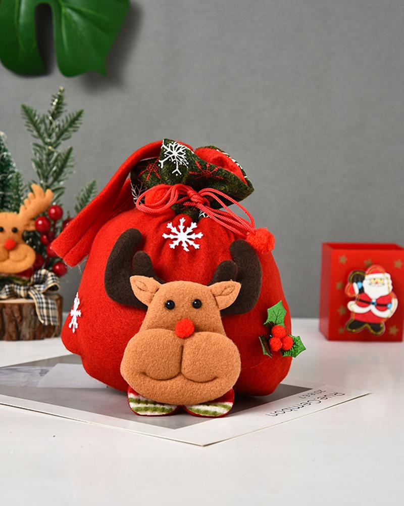 

Christmas Candy Treat Gift Drawstring Cartoon Snowflake Pattern Bag, Style3