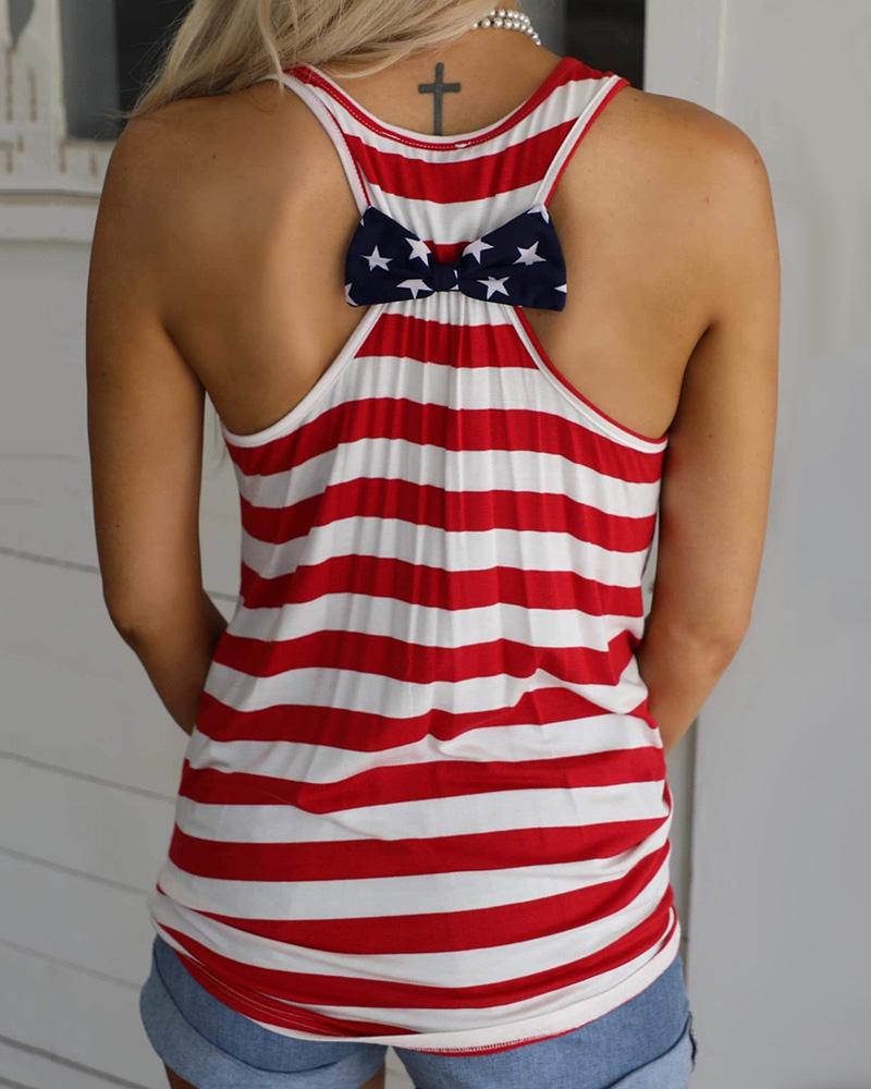 

Flag Print Bowknot Decor Tank Top, Multicolor