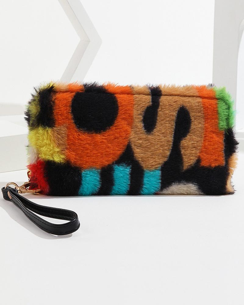 

Fuzzy Letter Credit Card Phone Purse, Orange