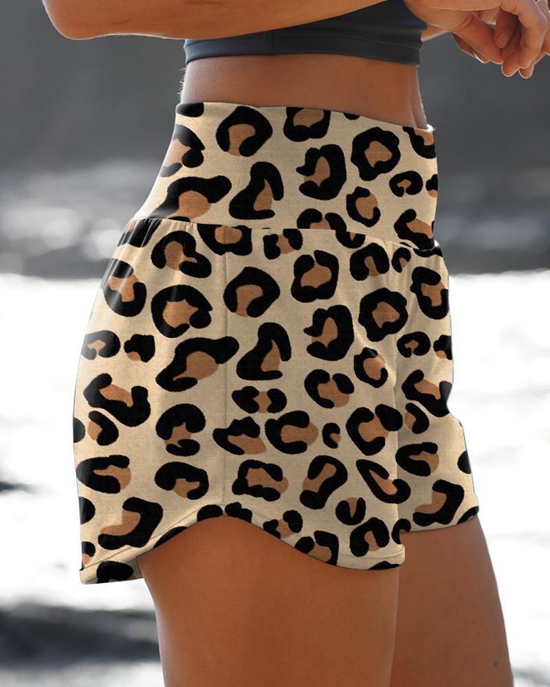 

Leopard Slim Active Shorts