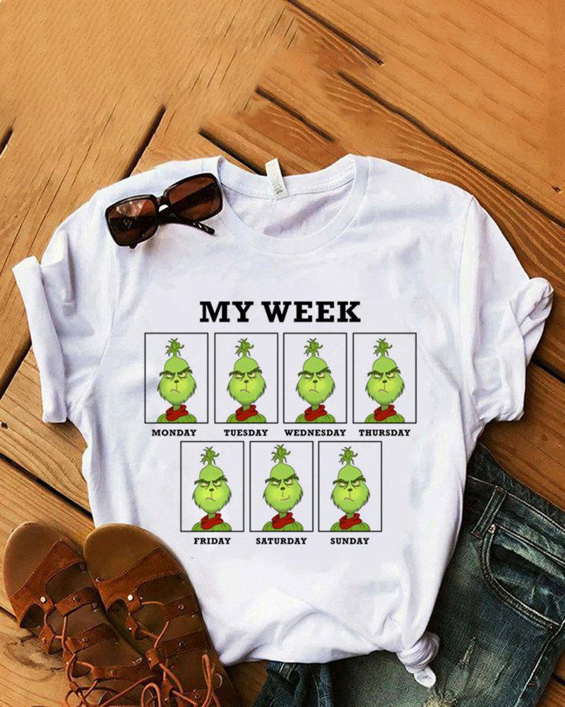 

Christmas Grinches Print Short Sleeve Top, Style1