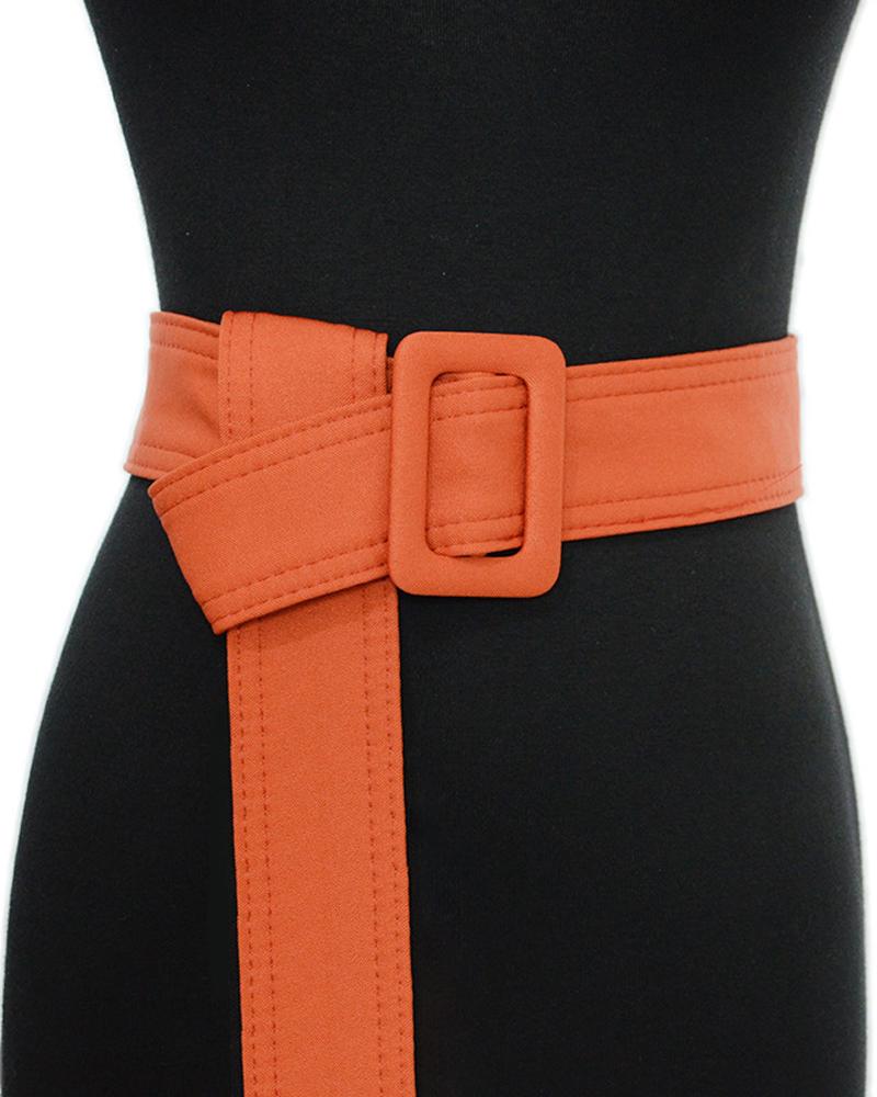 

1pc Knot Detail Buckled Wide Belt, Orange