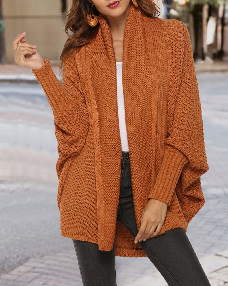 

Batwing Sleeve Open Front Cardigan, Coffee