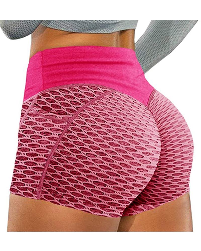 

Fishnet High Waist Skinny Sport Short Pants, Hot pink