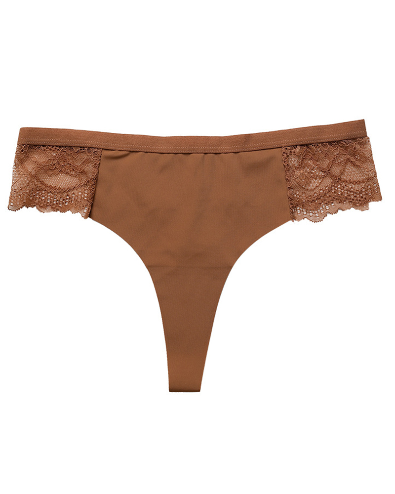 

Leopard Print Lace Patch Thong Panty, Nude