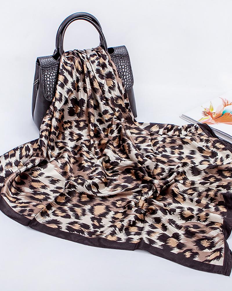 

Cheetah Print Square Silk Scarf, Leopard