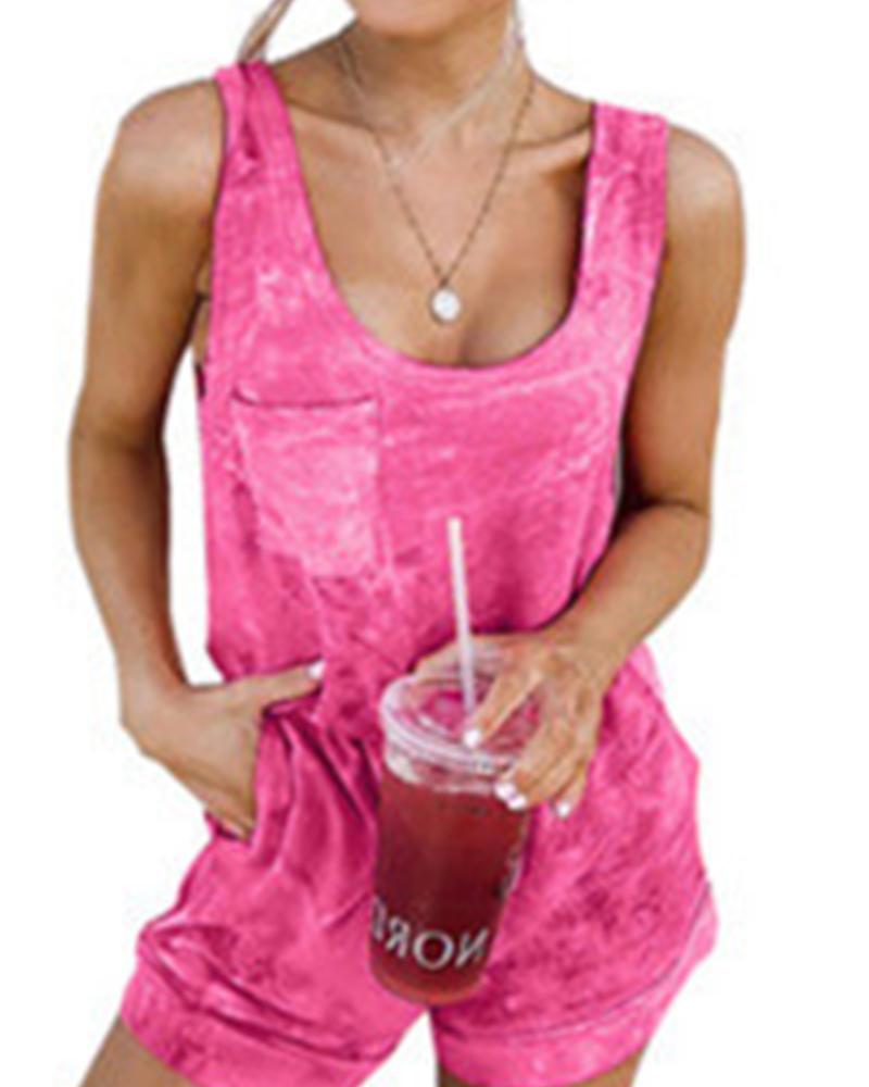 

Tie Dye Gradient Sleeveless Tanks Suit Sets, Pink