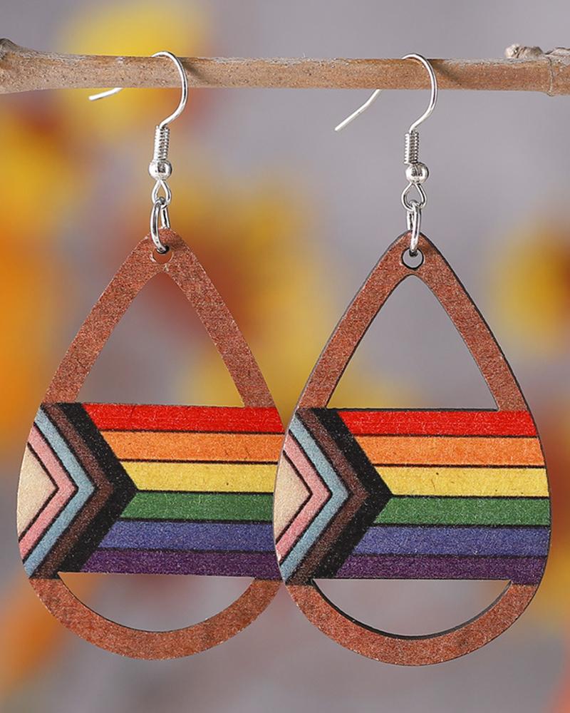 

1Pair Pride Month Rainbow Stripe Hollow Out Drop Earrings, Style2