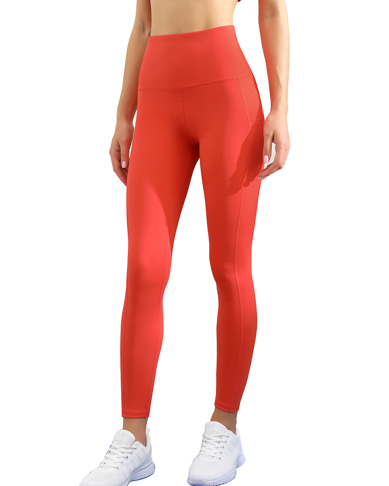 

Pocket Design Butt Lifting Active Pants, Red