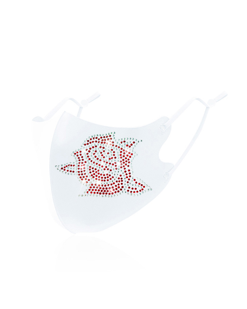 

Floral Pattern Studded Breathable Face Mask, White