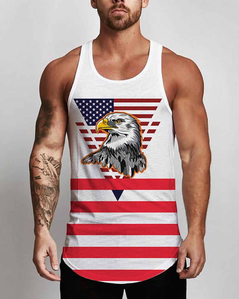 

Independence Day Patterns Print Sleeveless Loose Tanks, Multicolor