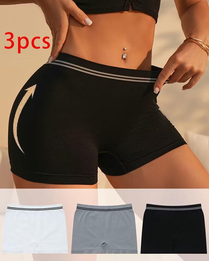 

3PCS/Set Striped Seamless Breathable Boy Shorts, Style1