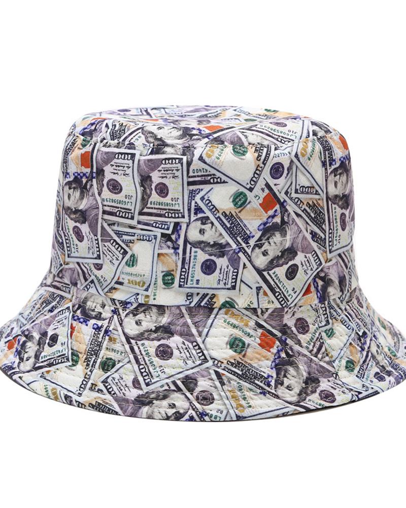 

Banknote Graffiti Print Sun-protection Fisherman's Hat, Style2