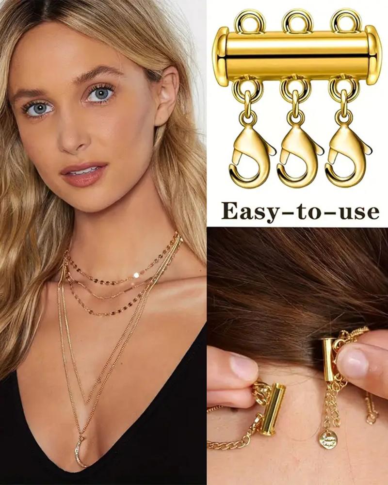 4pcs Multiple Layered Magnetic Slide Lock Necklace Clasps Set