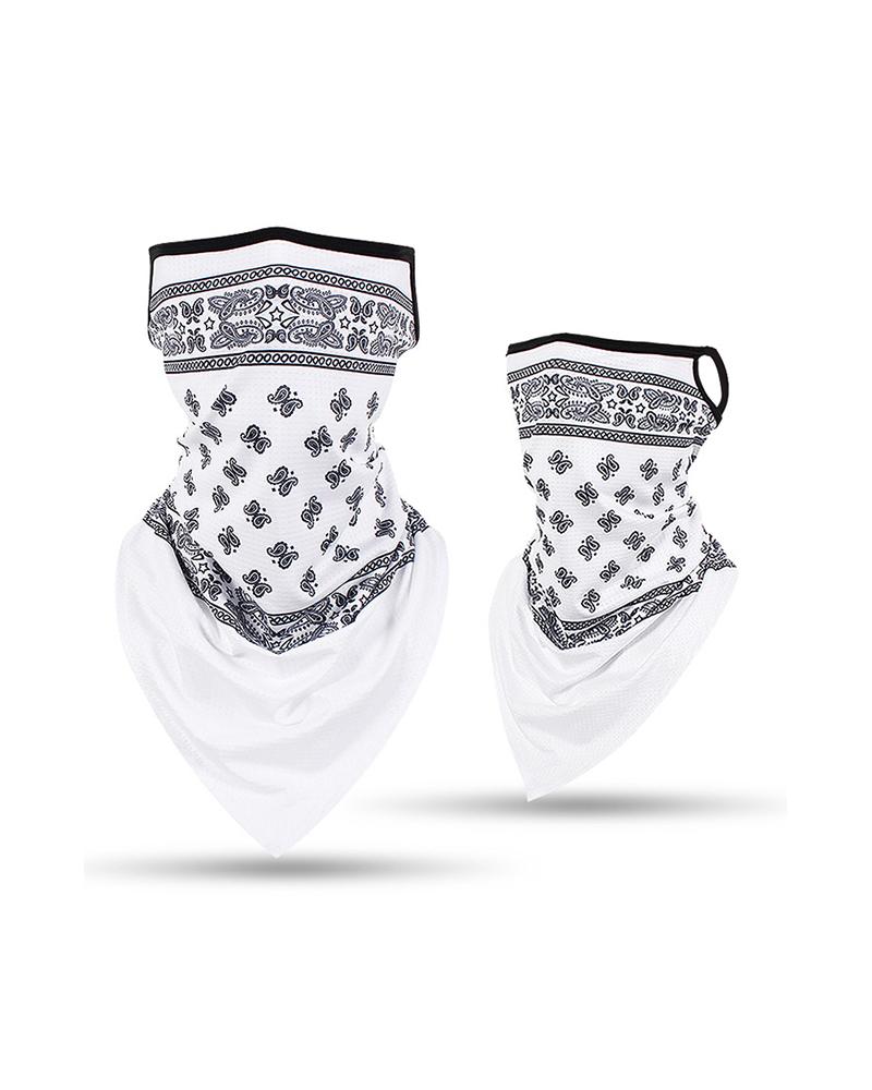 

Print Breathable Face Cover Windproof Motorcycling Dust Outdoors, White