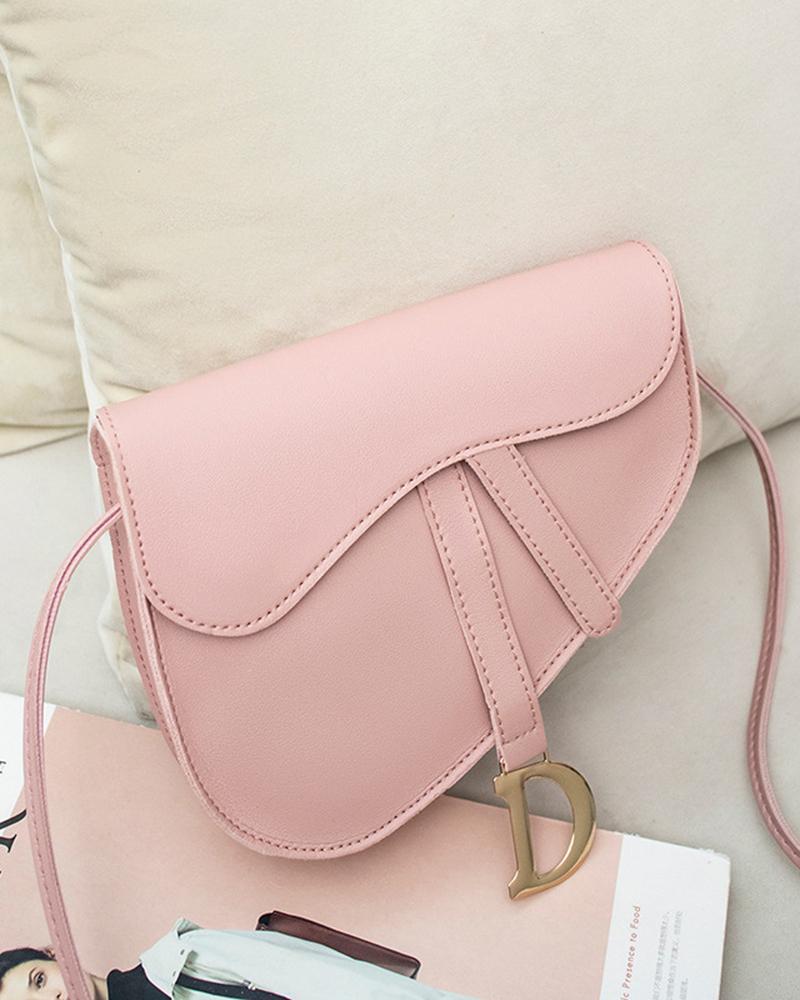

Triangular Letter Pattern Crossbody Bag, Pink
