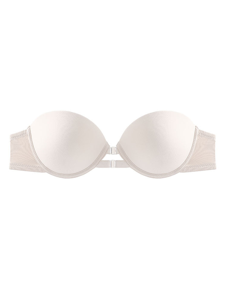 

Solid Front-Close Strapless Push Up Bra, White