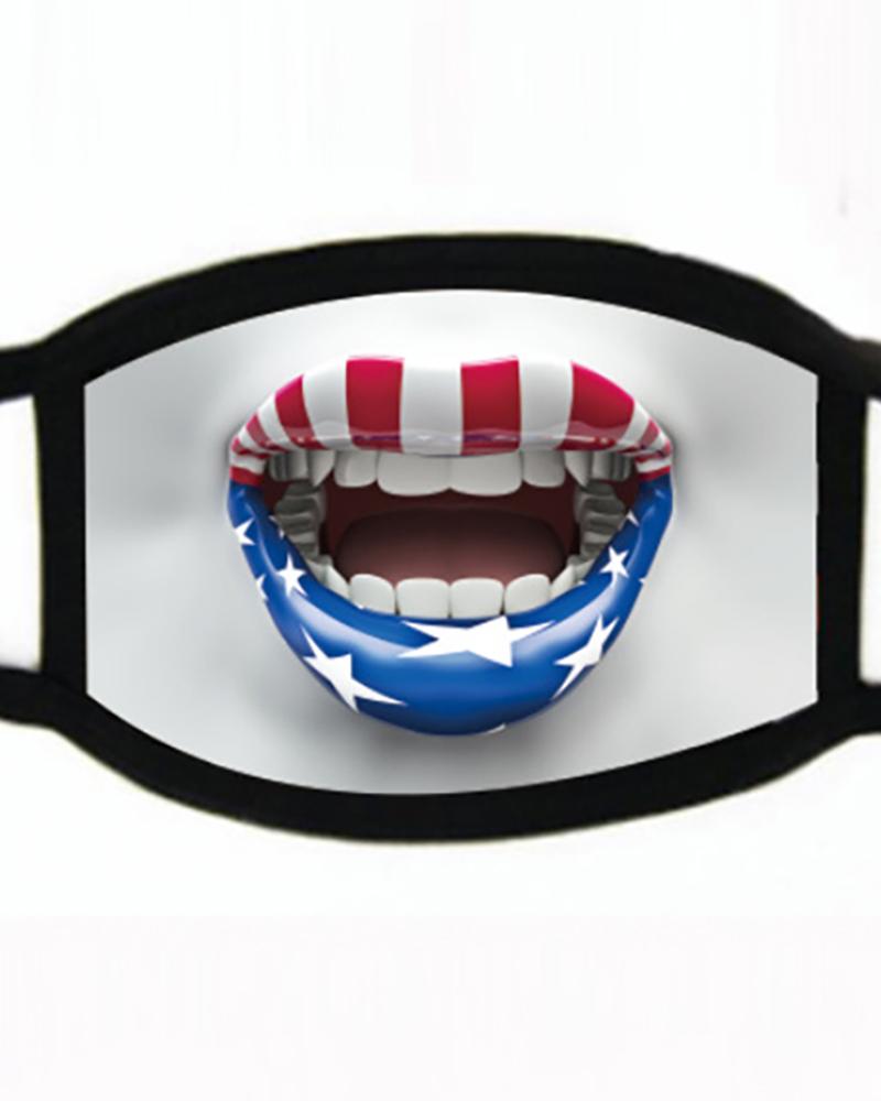 

Flag / Animal / Letter / Lip Print Breathable Mouth Mask Washable And Reusable, Style15