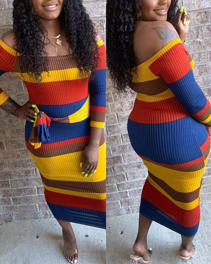 

Colorblock Striped Tied Detail Bodycon Dress, Multicolor