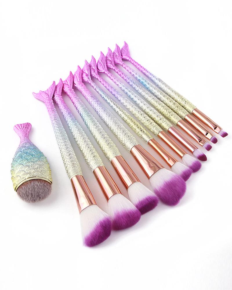 

10PCS Mermaid Handle Makeup Brush Set, Style4