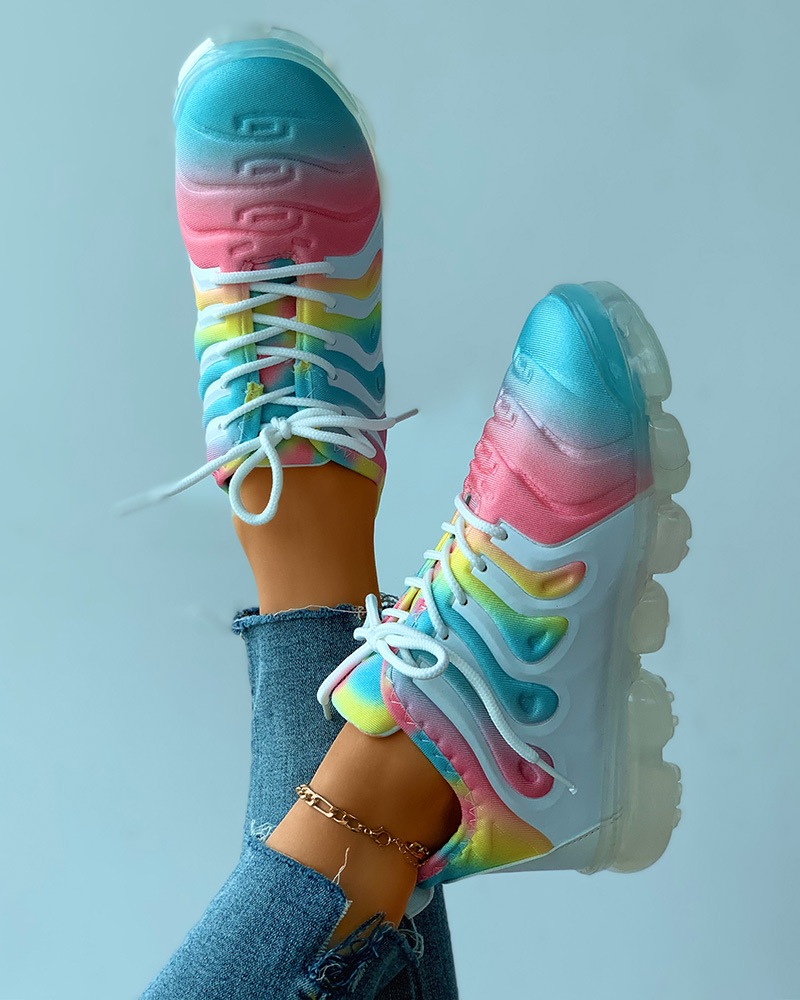 

Colorblock / Plain Lace-up Casual Sneaker, Multicolor