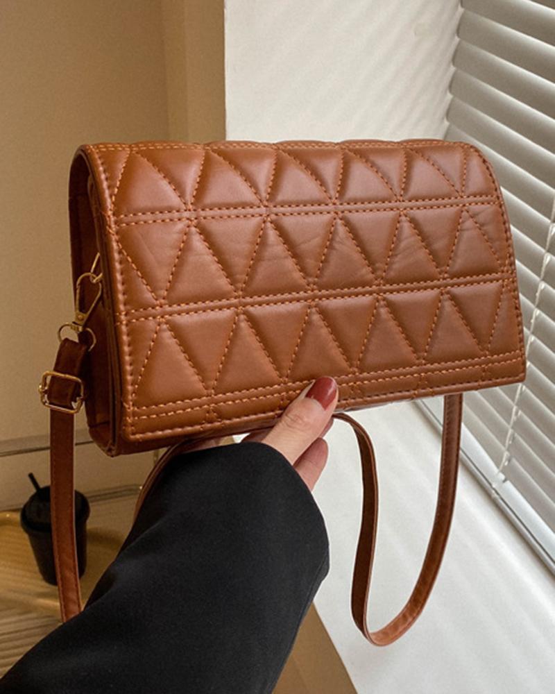 

Argyle Quilted Flap Crossbody Bag, Brown