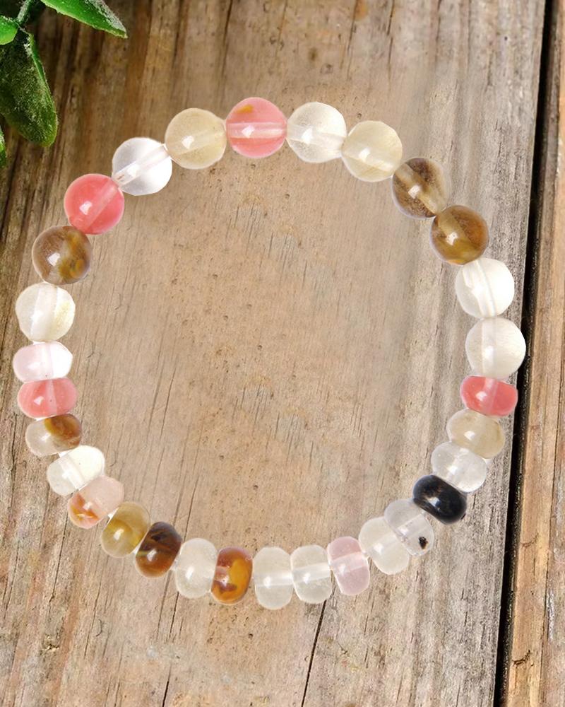 

1pc Colorblock Natural Stone Beaded Geometric Bracelet, Style2