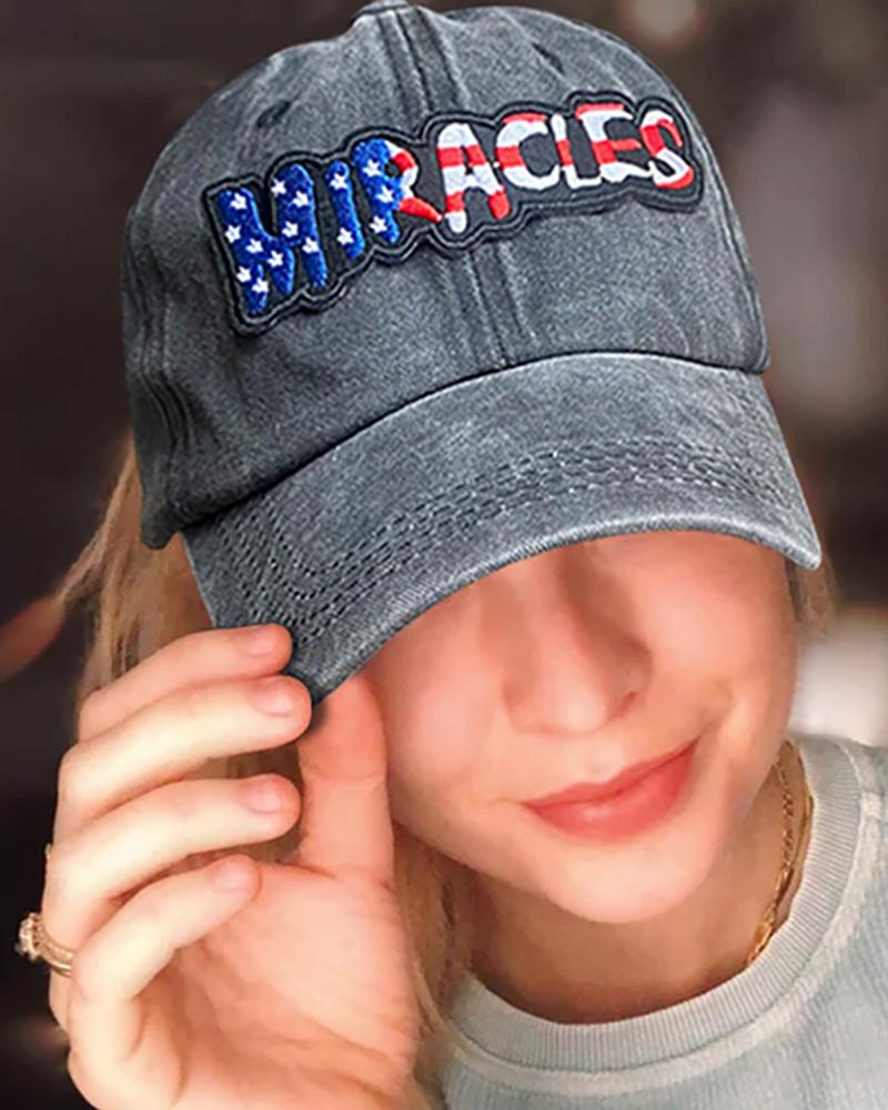 

Independence Day American Flag Letter Pattern Cap, Style1