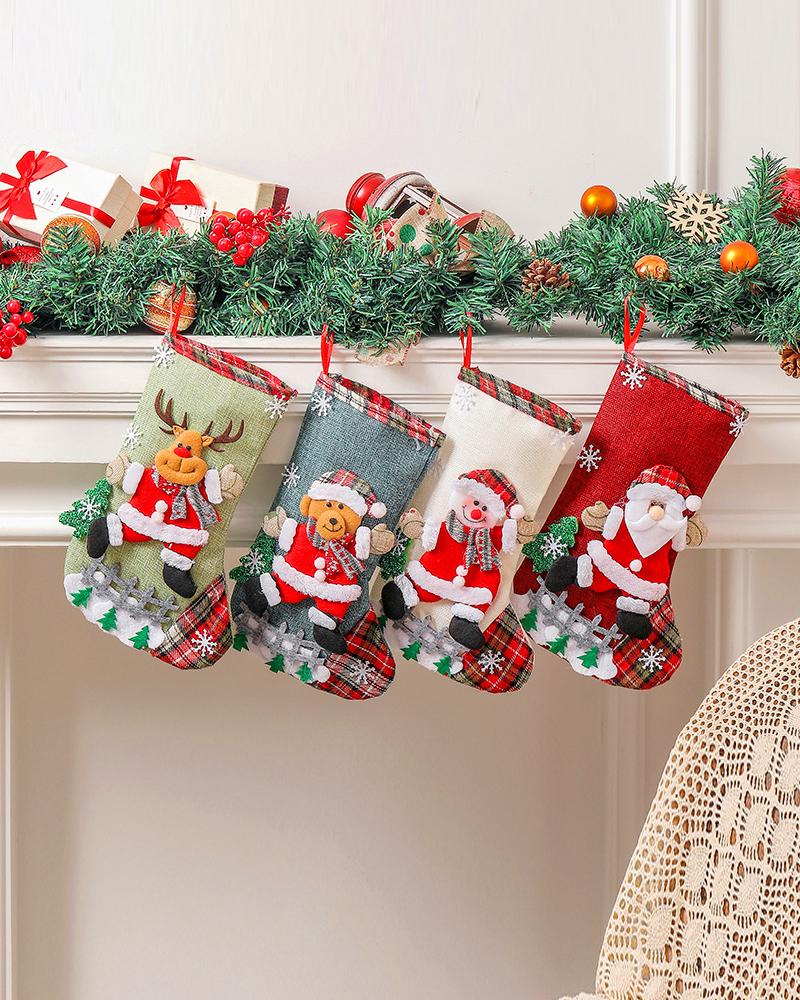 

1pc Christmas Stocking Hanging Stocking Christmas Tree Decoration Ornament Decoration Spoon Fork Bag Kids Gift Party Supplies, Style1