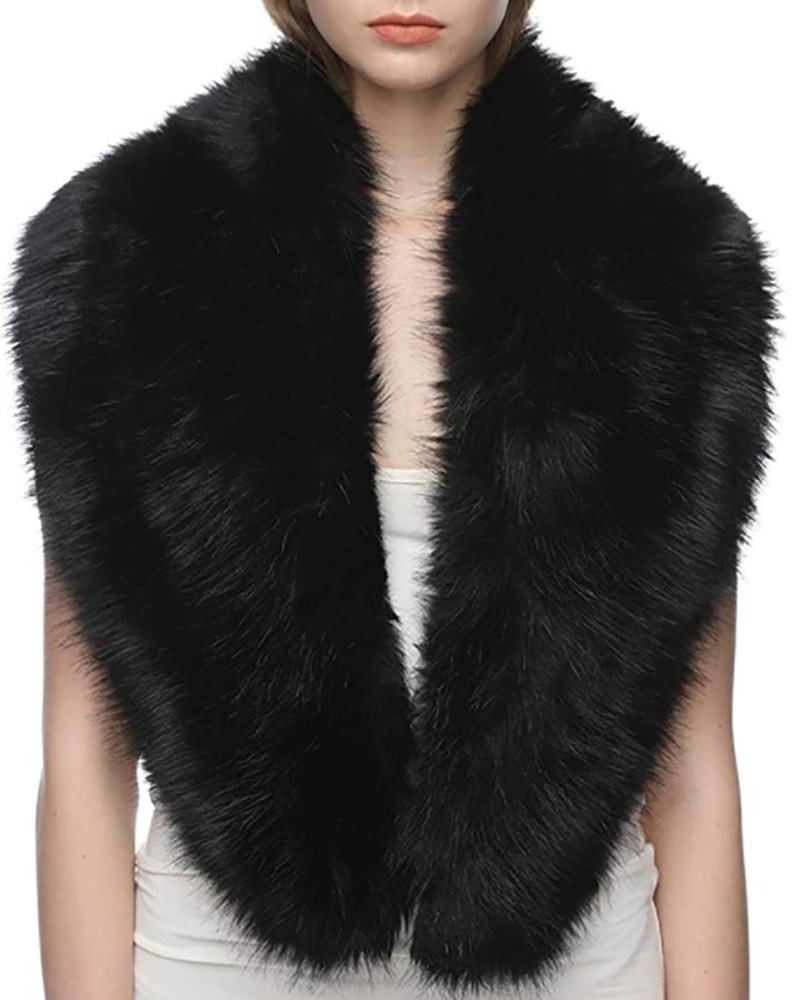 

Cape Design Sleeveless Faux Fur Coat, Black