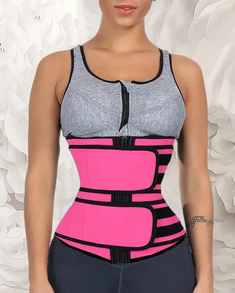 

Waist Trainer Corset Neoprene Sweat Belt Tummy Slimming Sport Shapewear Breathable Belly Fitness Modeling Strap Shaper, Hot pink