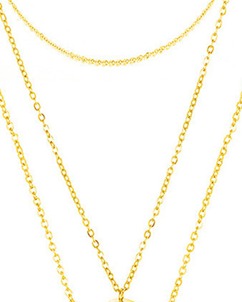 

3pcs Multi-layer Disc Pendant Necklaces Set, Gold