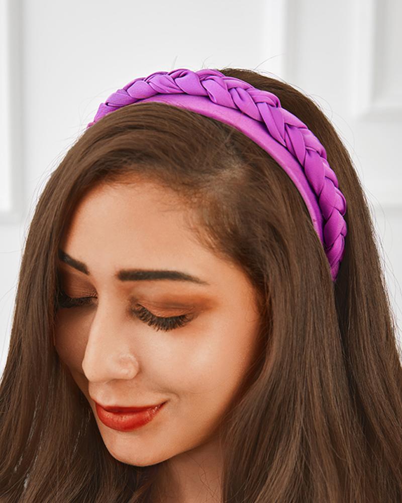 

Braided Headband Wide Twisted Knotted Headband Weaving Shape Headband Hair Hoop Accessory, Purple