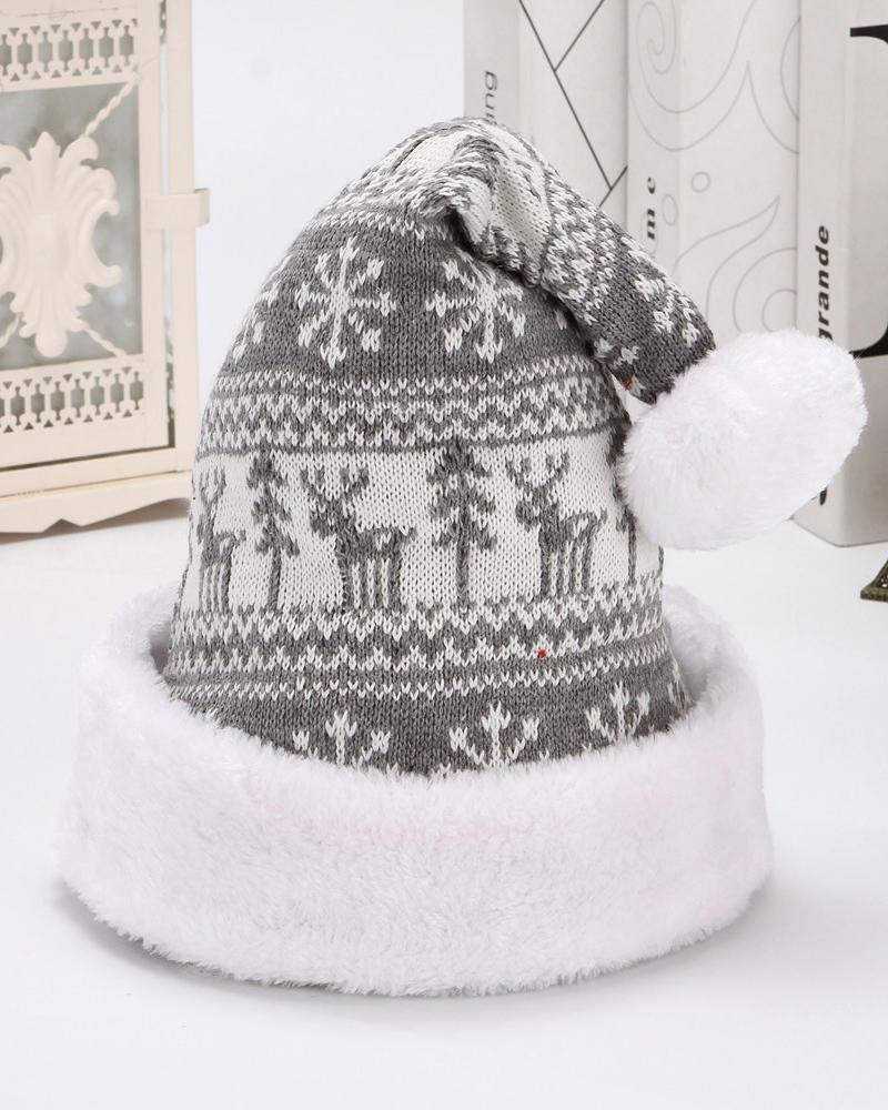 

Plush Snowflake Christmas Hat Knitted Santa Beanie Ornament, Style3