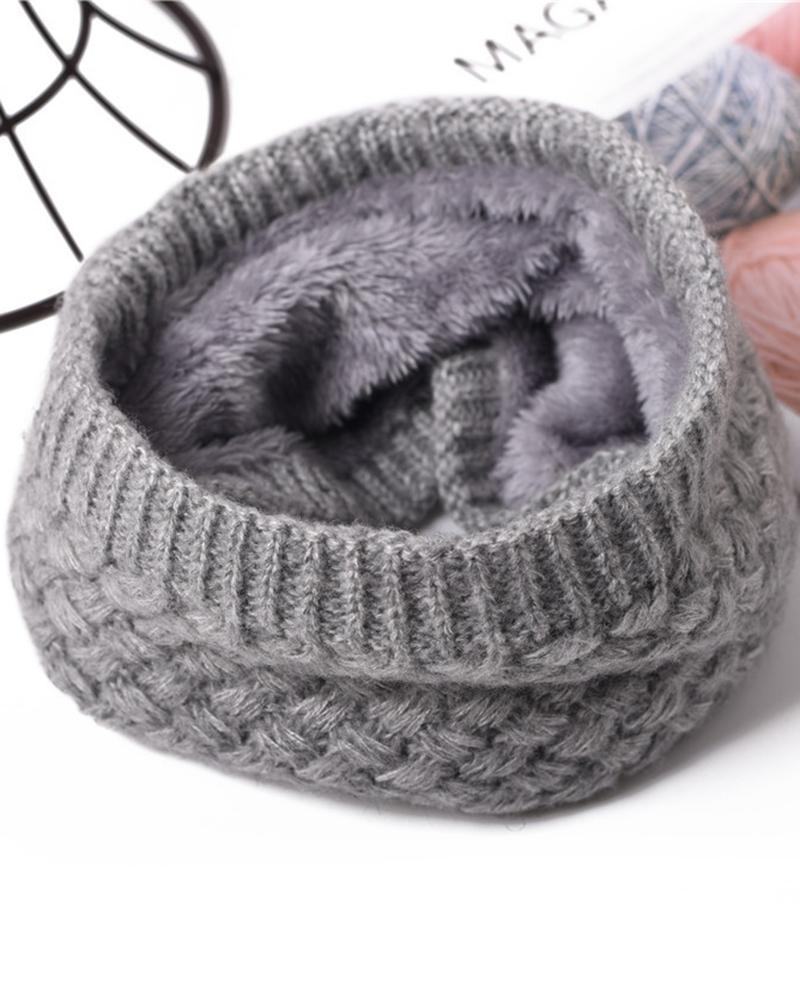 

Winter Collar Scarf Warm Girls Knitted Boys Fashion Simple Solid Color Scarf Neck Warmer, Gray
