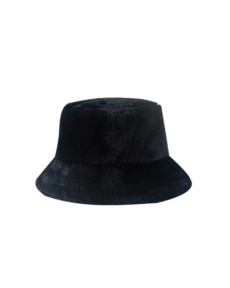 

Casual Faux Fur Bucket Hat, Black