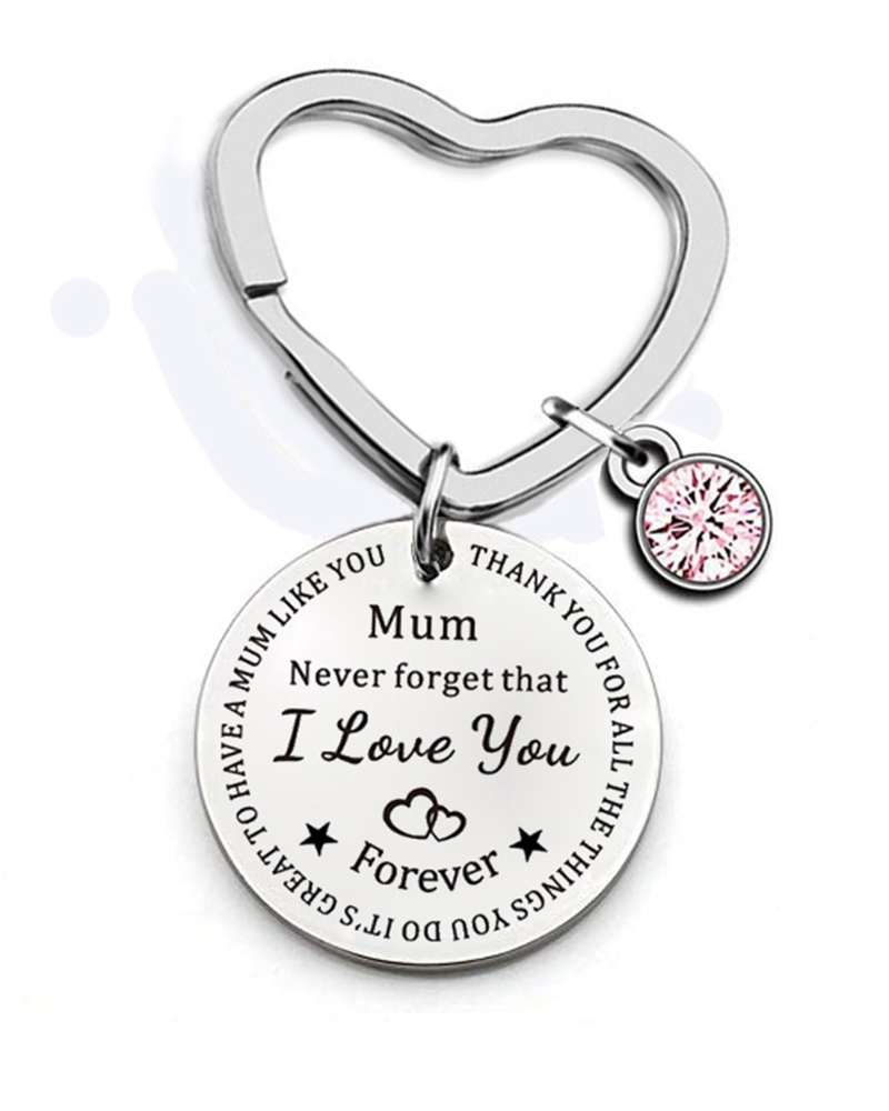 

1pc Mother's Day Gift Mum Never Forget That I Love You Forever Pendant Key Chain, Style2