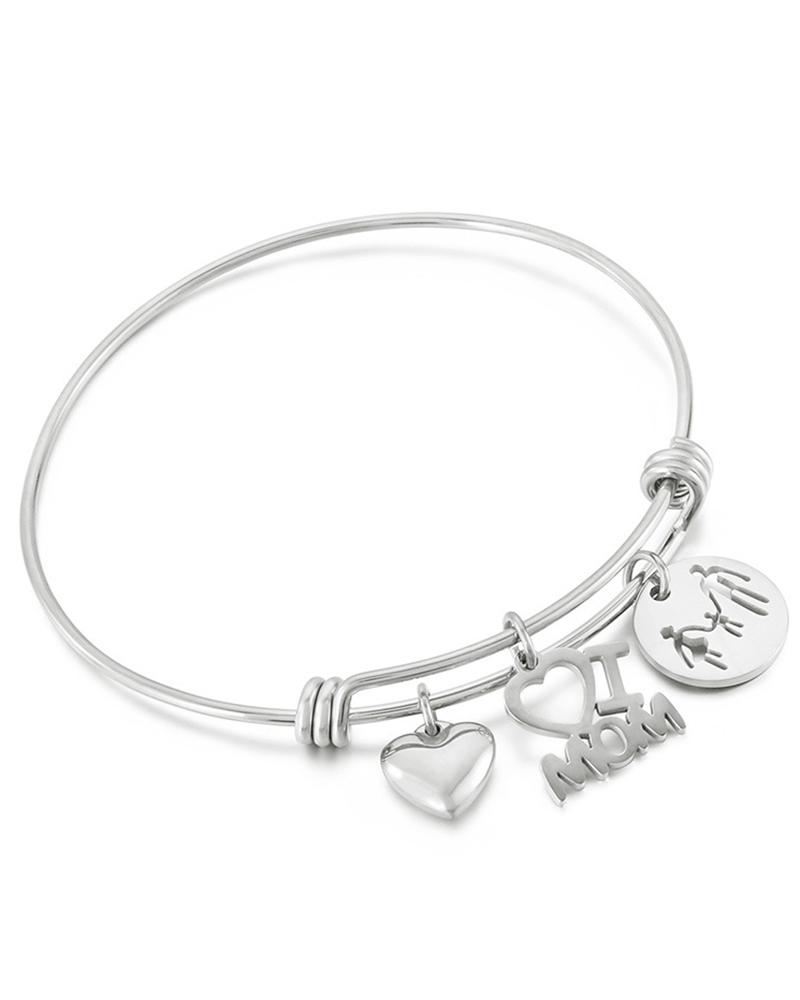 

Mother's Day Letter Heart Coin Pendant Bracelet, Silver