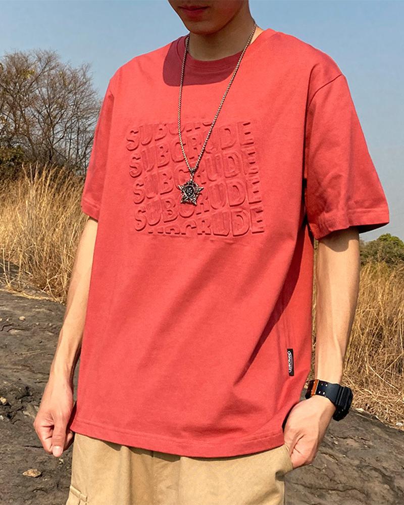 

Letter 3D Printing Short Sleeve Loose T-shirts, Red