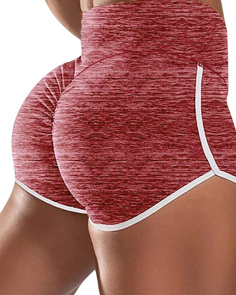 

Contrast Trim Scrunch Booty Yoga Pants Butt Lifting Shorts, Red