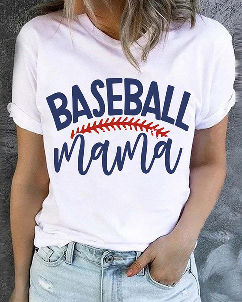 Camiseta informal con estampado gráfico de letras de Baseball Mama