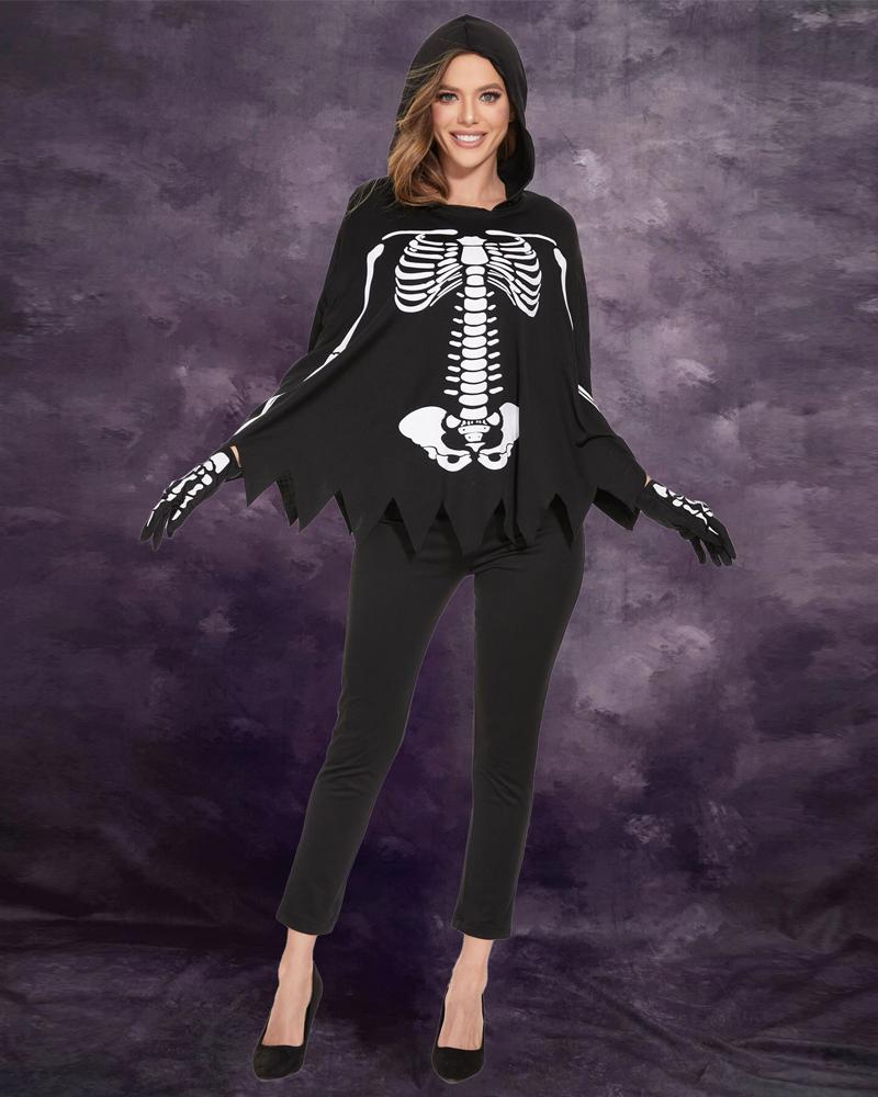 

Halloween Party Cosplay Scary Skeleton Costume Set, Black