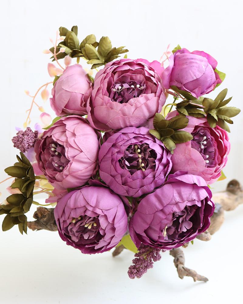 

Artificial Peonies Flowers Faux Peony Bouquet Outdoor Flower Arrangement Wedding Table Centerpiece Decorations, Purple